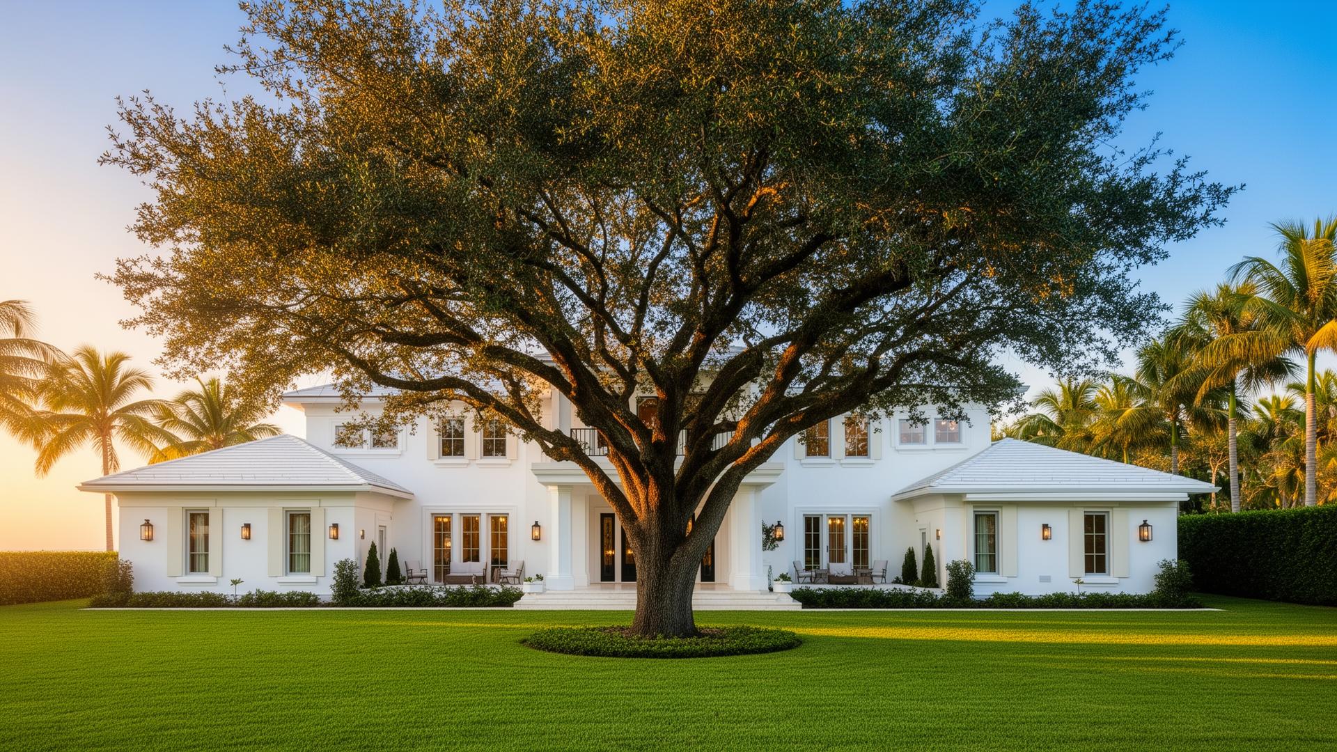 Picture Perfect Tree Services crew working on a large oak at a Jupiter, Florida home